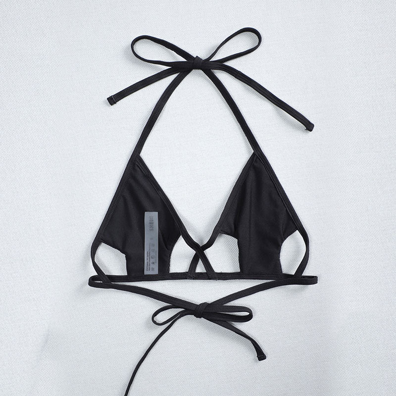 Lace up Halterneck Women Bikini Top Sexy Solid Color Hollow Out Cutout Beach Swimsuit Bella Mia